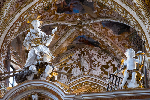 Interiors of the church of the Certosa of San Lorenzo, in Padula, Italy.