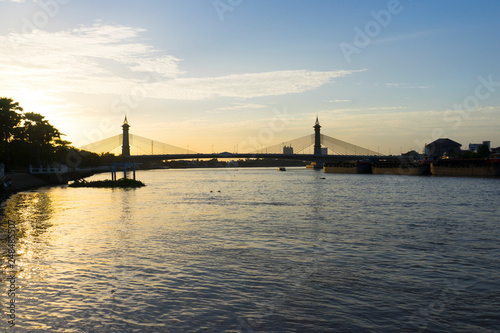 Maha Chesadabodindranusorn Bridge at sunset in Bangkok,Thailand.  photo