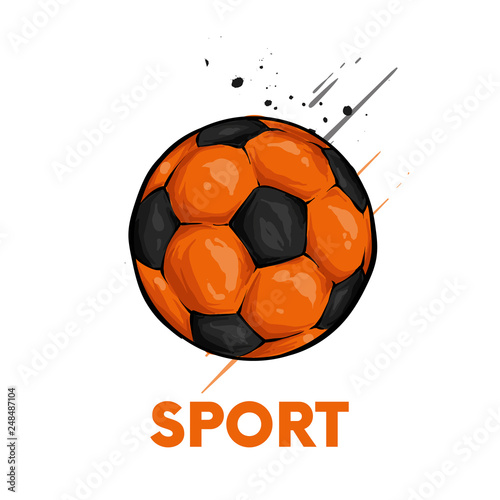 Soccer ball on a white background. Vector illustration. Team sport. Football.