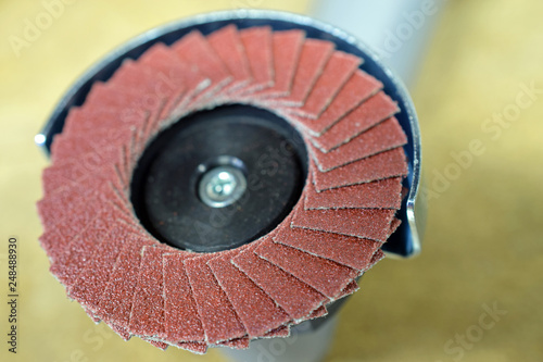 Close up of lamella sander disc.