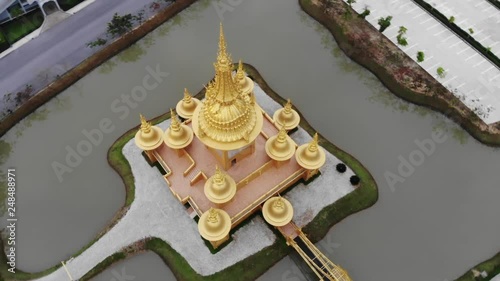 Aerial: Ganesha Hall In Wat Rong Khun- White Temple