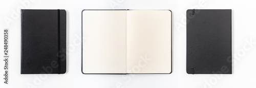 black notebook on white background with clipping path photo