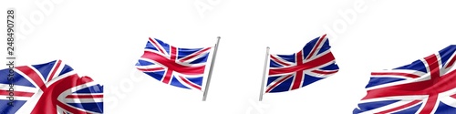 Set Flags of United Kingdom on white background. 3D illustration