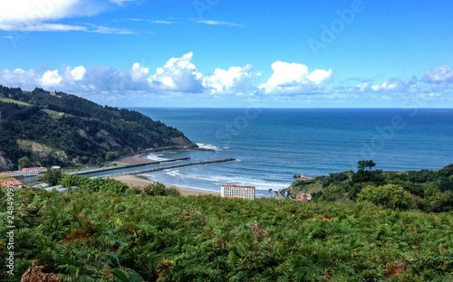 Beautiful sunny landscape of Basque Country over the beach of Deba  Pais Basco  Spain