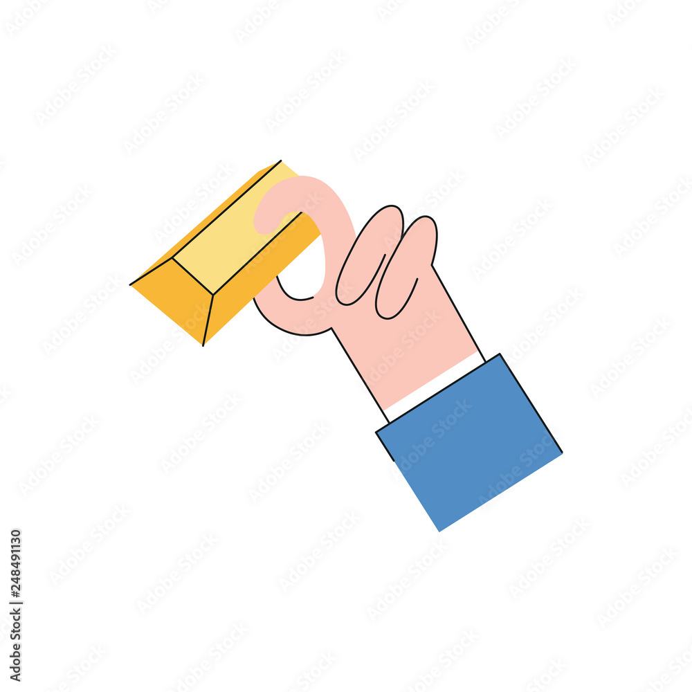 Vector business man hand in suit holding bar Vector business man hand in suit holding bar