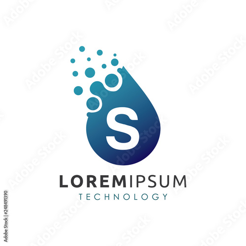 Blue Water Drop S Letter Logo