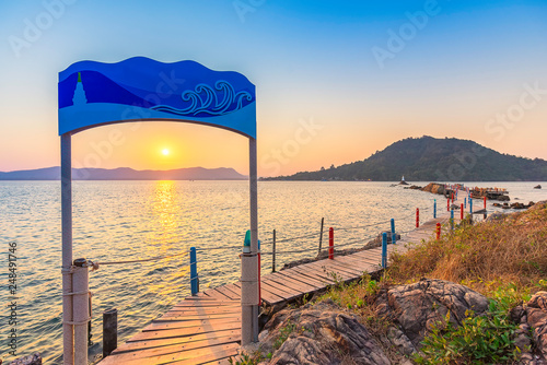 Beautiful amazing nature background. Tropical blue sun sea. Luxury holiday resort. Island about coral reef. Fresh freedom. Adventure day. Snorkeling. Coconut paradise. Wooden bridge. The twilight.
