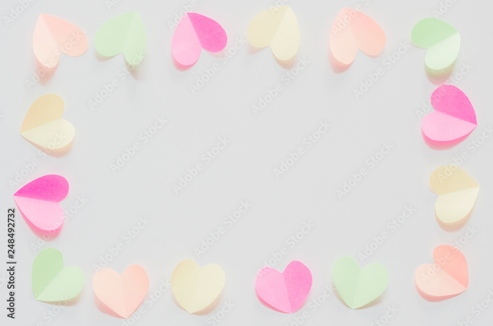 paper heart love pastel colorful minimal style background top view flat lay paper origami handcraft for valentines day concept. paper heart love pastel colorful minimal style background top view flat lay paper origami handcraft for valentines day concept.