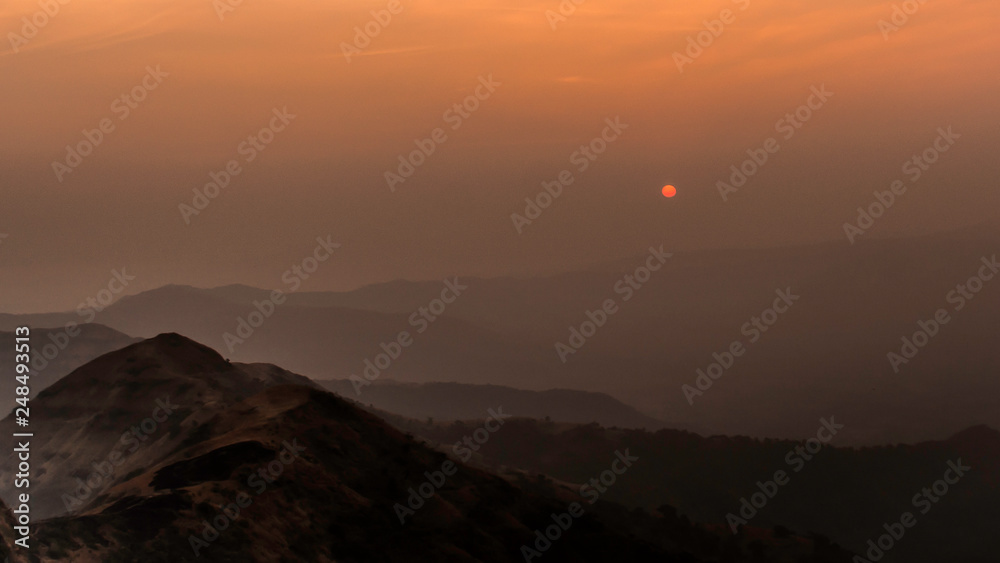 sunset in mountains