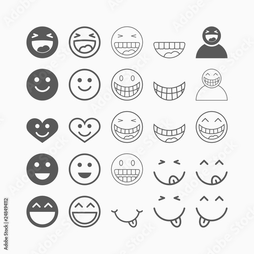 smile icon set, laugh vector