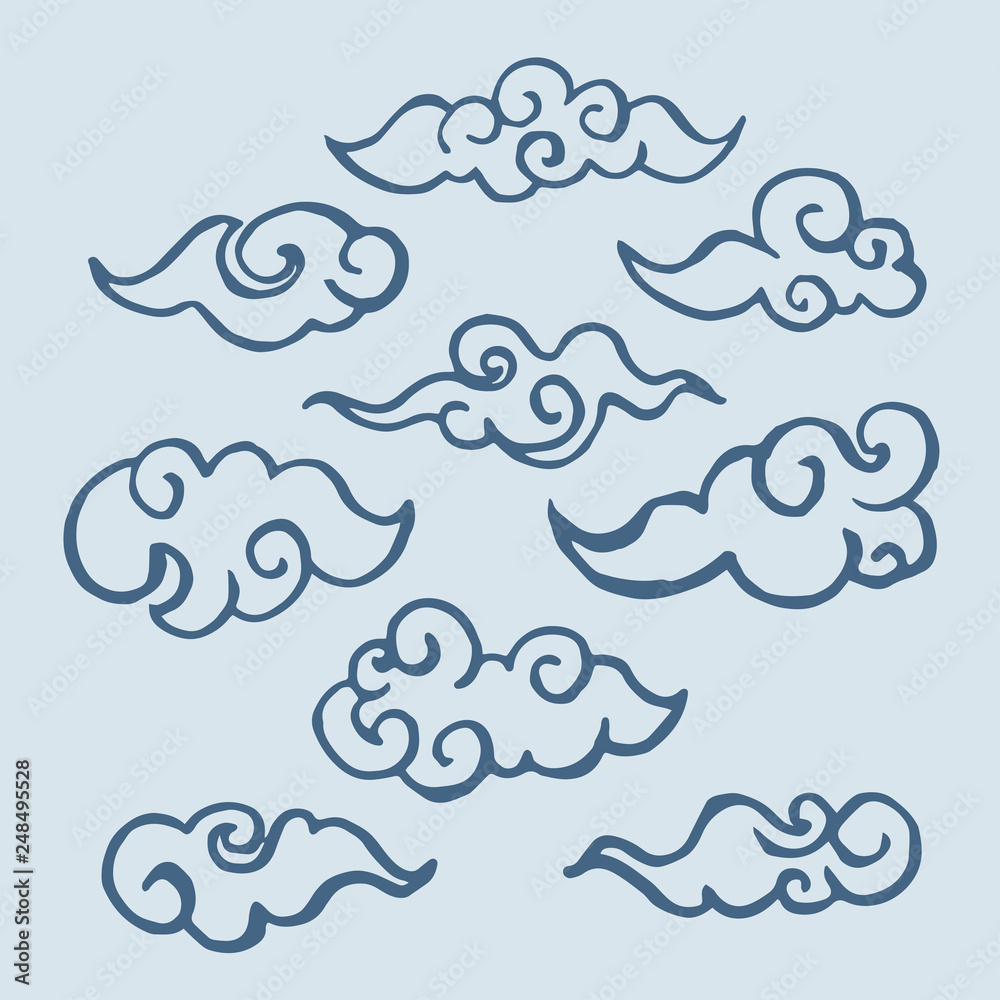 Chinese clouds pattern isolated on white background, vector illustration. Chinese clouds pattern isolated on white background, vector illustration.
