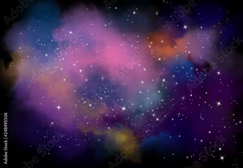 Star field in galaxy space with nebula  abstract watercolor digital art painting for texture background