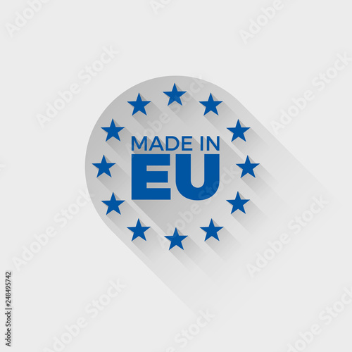made in europe tag with long shadow effect, graphic element