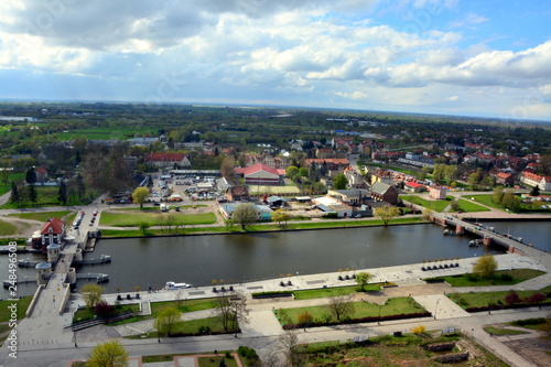 mosty i rzeka, stare miasto Elblag, Polska
