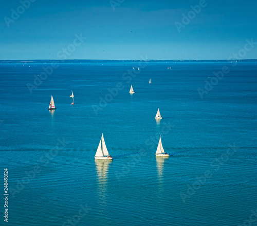 Sailboats on lake Balaton