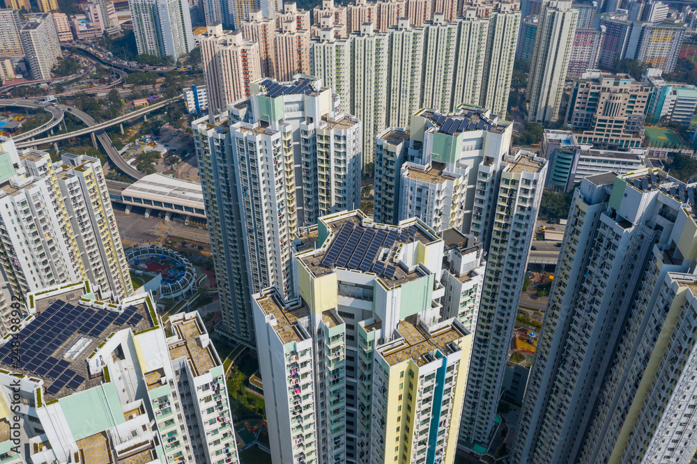 Obraz premium Top view of Hong Kong city