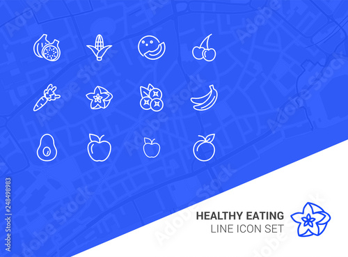 Healthy eating line icon set