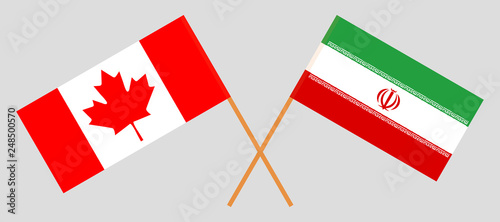 Iran and Canada. The Iranian and Canadian flags. Official colors. Correct proportion. Vector