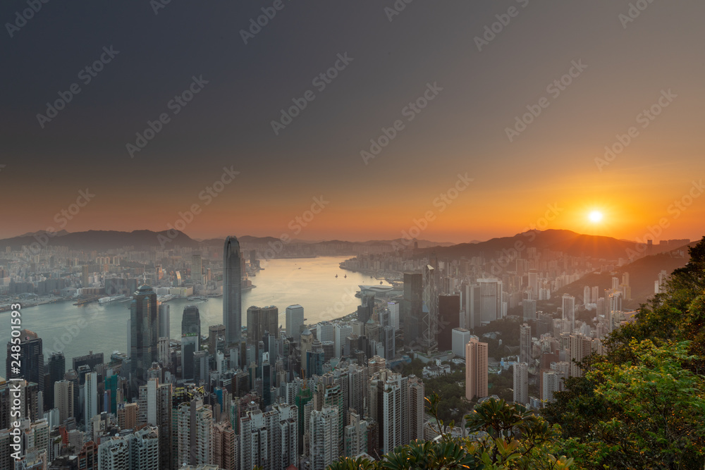 Hong Kong sunrise from Victoria peak