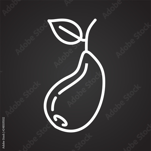 Pear line icon on black background for graphic and web design, Modern simple vector sign. Internet concept. Trendy symbol for website design web button or mobile app