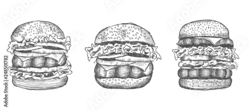 Vector hand drawn burger