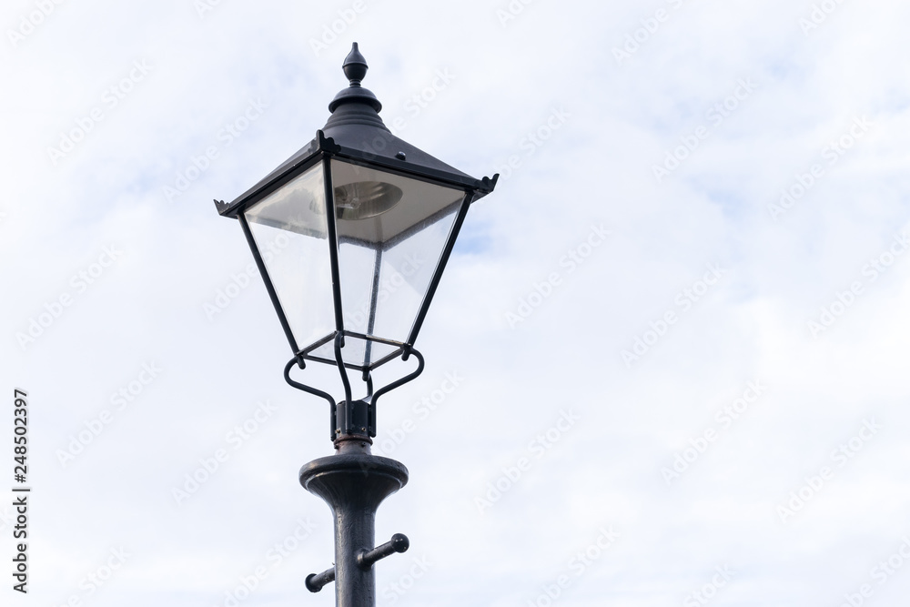 Street lamp on sky background Albert Dock Liverpool