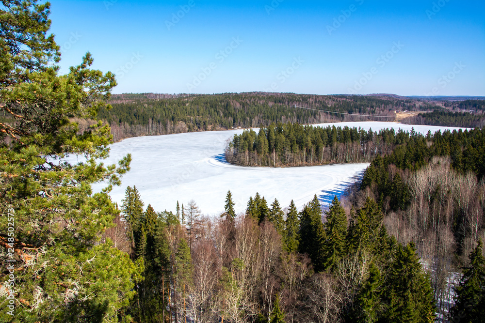 View from Aulanko Observation Tower to Lusikkaniemi and Lake Aulangonjärvi, Aulanko Nature Reserve, Hämeenlinna, Finland