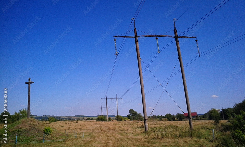 power lines on the field