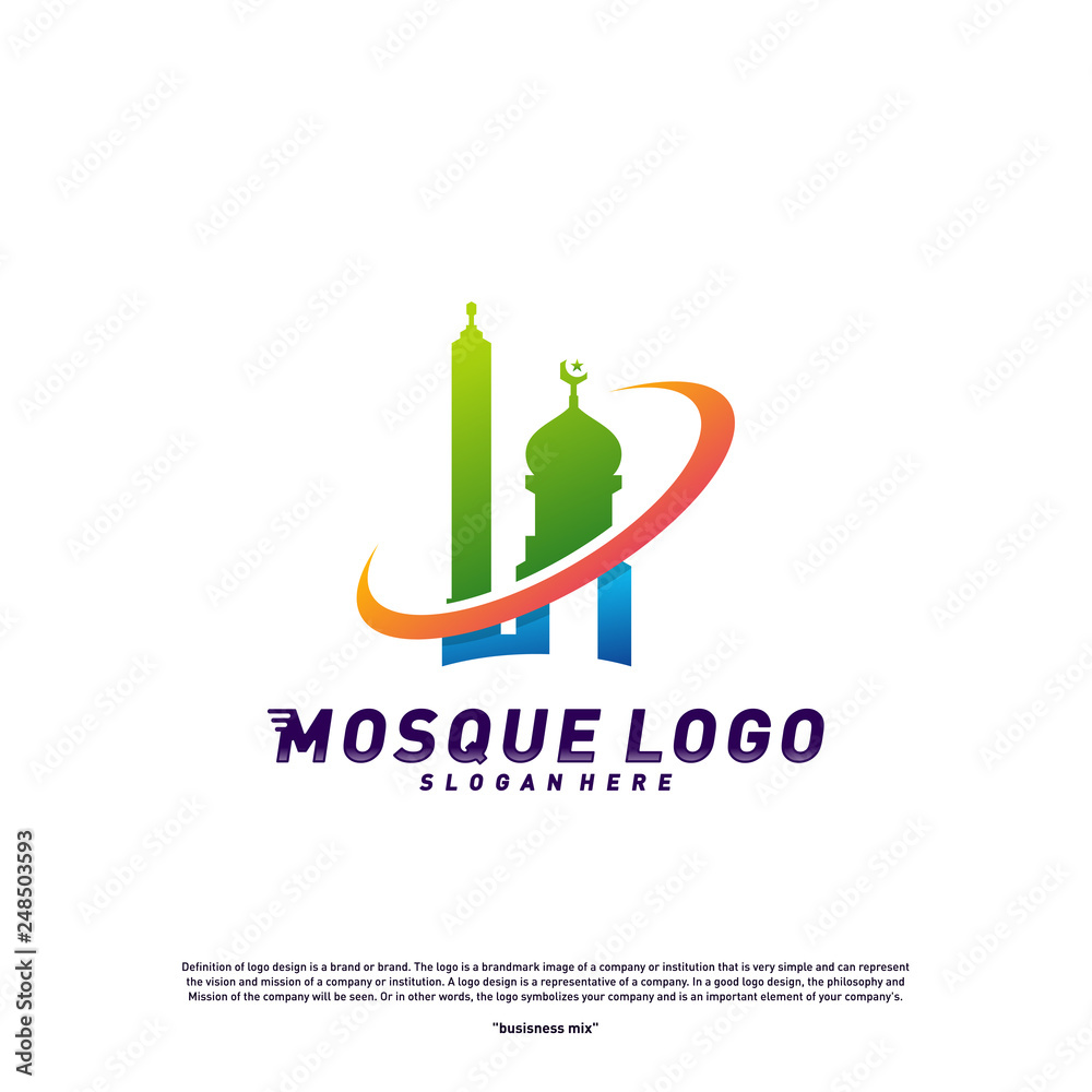 Mosque logo design concept Vector Template.Planet Religion Islamic logo template vector. Icon symbol Mosque logo design concept Vector Template.Planet Religion Islamic logo template vector. Icon symbol