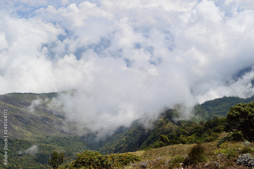 clouds over mountains