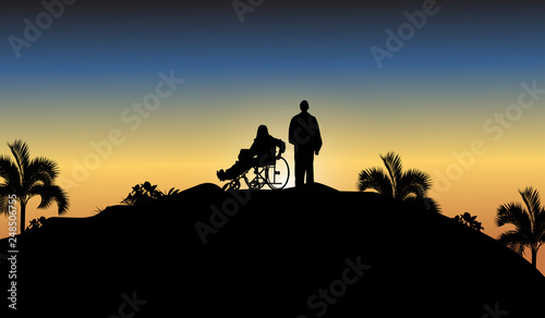 silhouette of man and woman at sunset © Busran