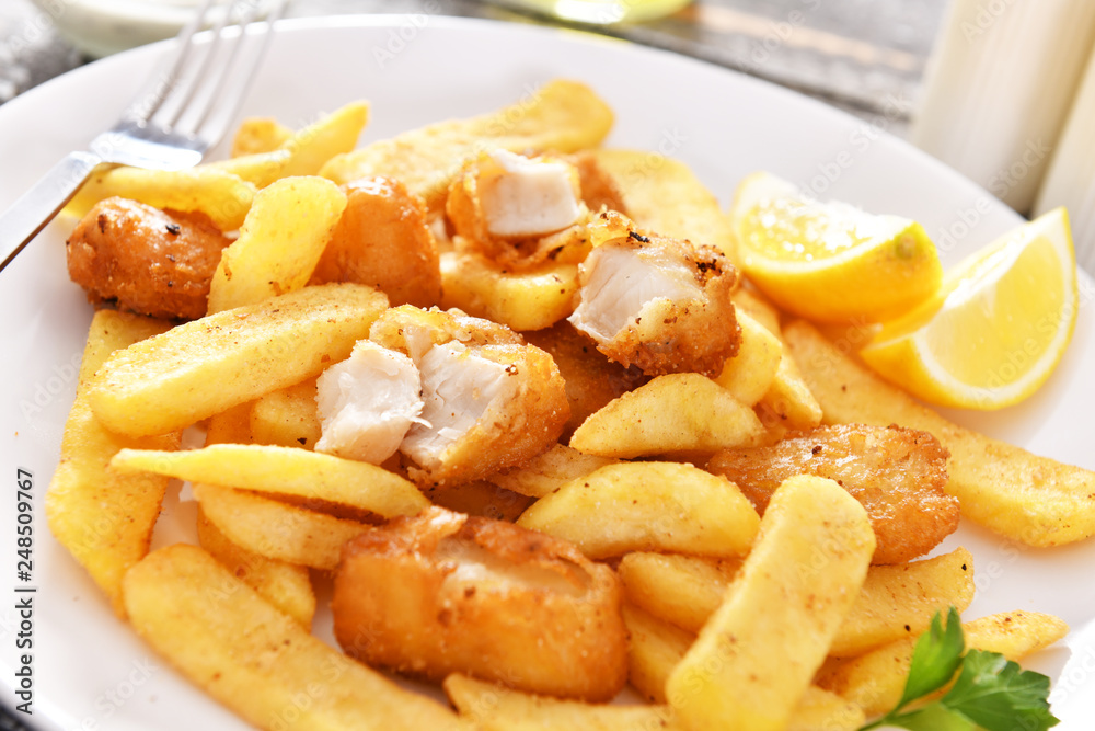 Fish and chips - traditional english fast food Fish and chips - traditional english fast food