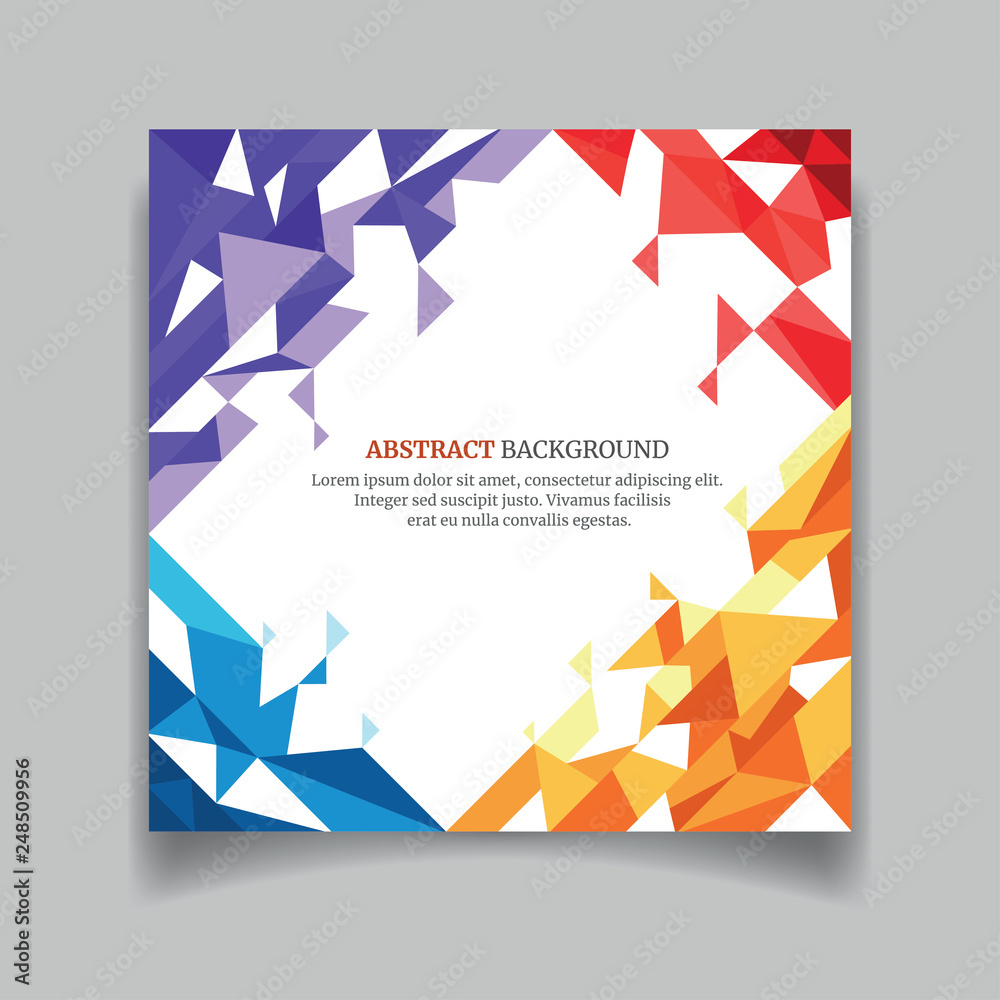 Vector printed cover template with abstract colorful shapes background