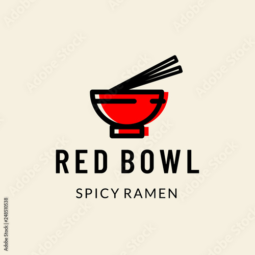 Red bowl spicy ramen logo icon vector template illustration