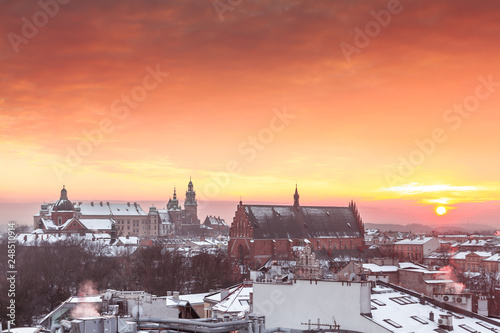 Aerial Cracow city