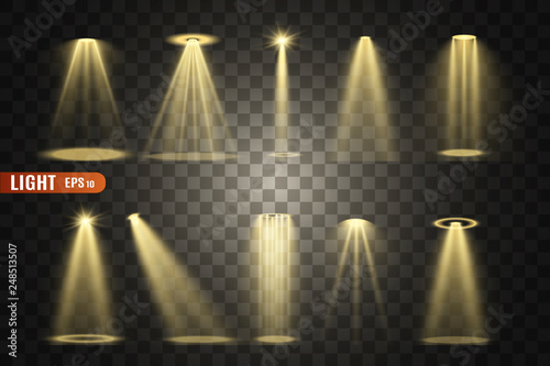 Wallpaper Mural Stage lighting, a collection of transparent effects. Bright lighting with spotlights. Vector illustration. Torontodigital.ca