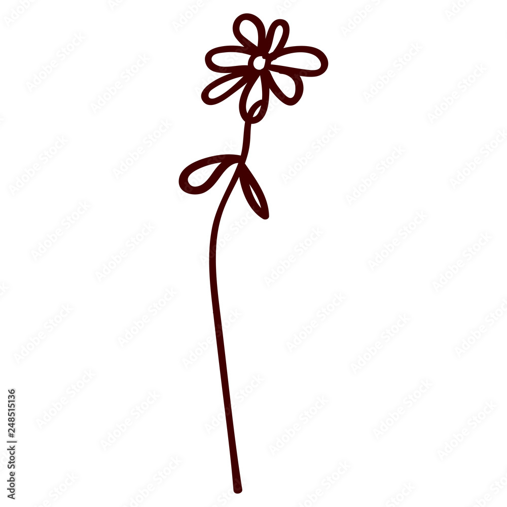 Children drawn flower in doodle style. Contoured and isolated. Vector illustration Children drawn flower in doodle style. Contoured and isolated. Vector illustration