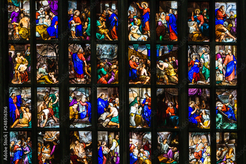 Stained Glass Saints - obrazy, fototapety, plakaty 