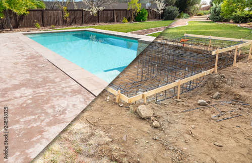 Before and After Pool Build Construction Site photo