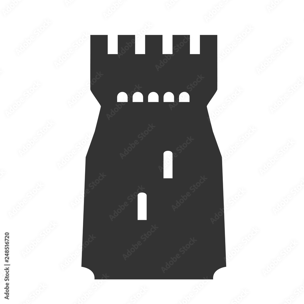 Vector tower symbol. Castle icon isolated on white Vector tower symbol. Castle icon isolated on white