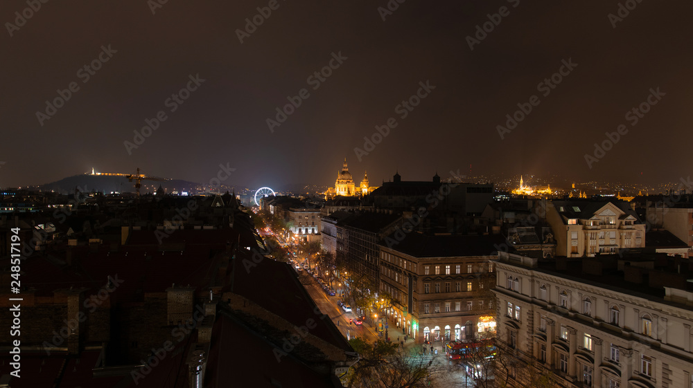 The Budapest skyline at night