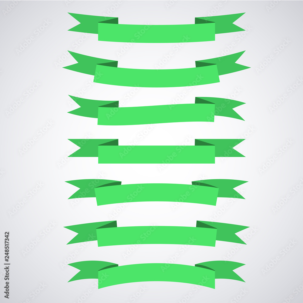 Vector green ribbon banners set. Beautiful blank for decoration graphic. Old vintage style design. Premium decorative elements isolated Vector green ribbon banners set. Beautiful blank for decoration graphic. Old vintage style design. Premium decorative elements isolated