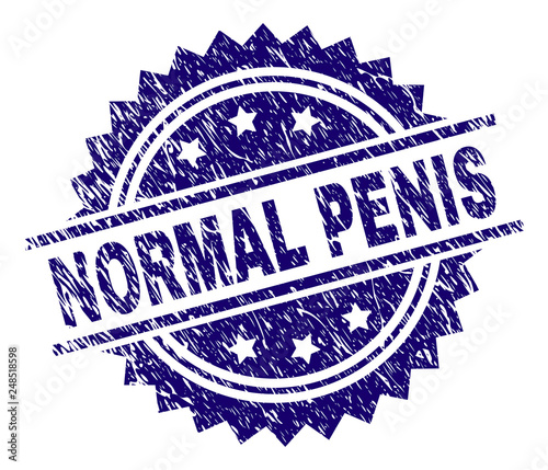 NORMAL PENIS stamp seal watermark with distress style. Blue vector rubber print of NORMAL PENIS label with grunge texture.