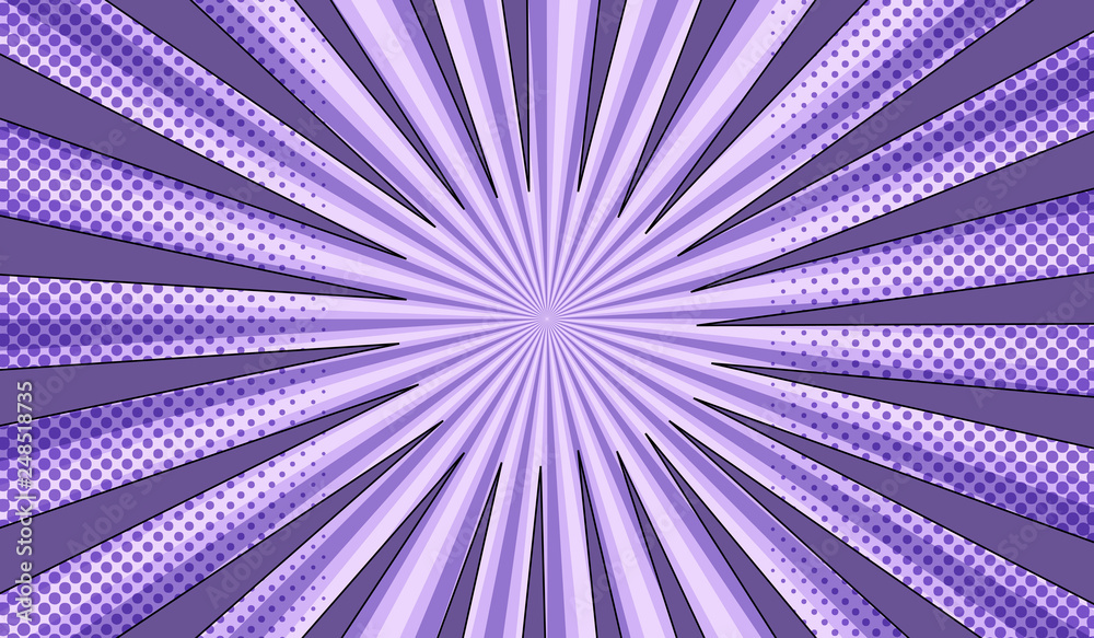 Obraz premium Comic light explosive purple background