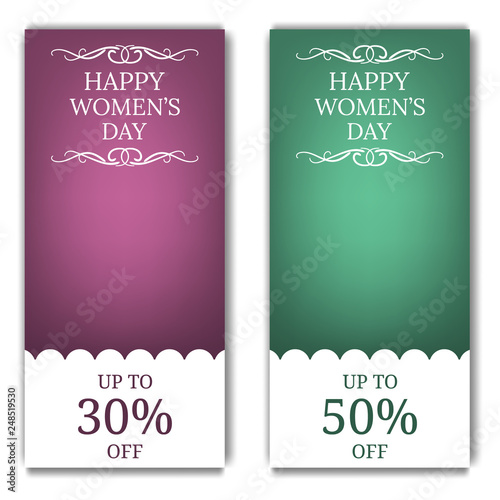 Women s Day. Template of Discount Banners. Place for Text. Vector illustration for Your Design.