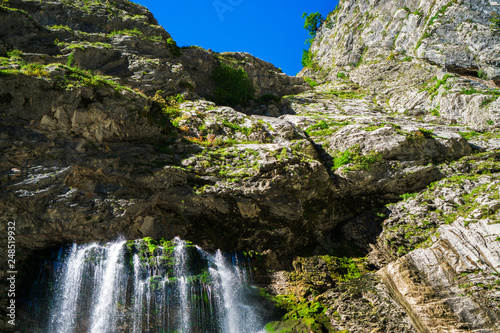 The Gega waterfall. The most famous and largest waterfall in Abkhazia. Georgia.