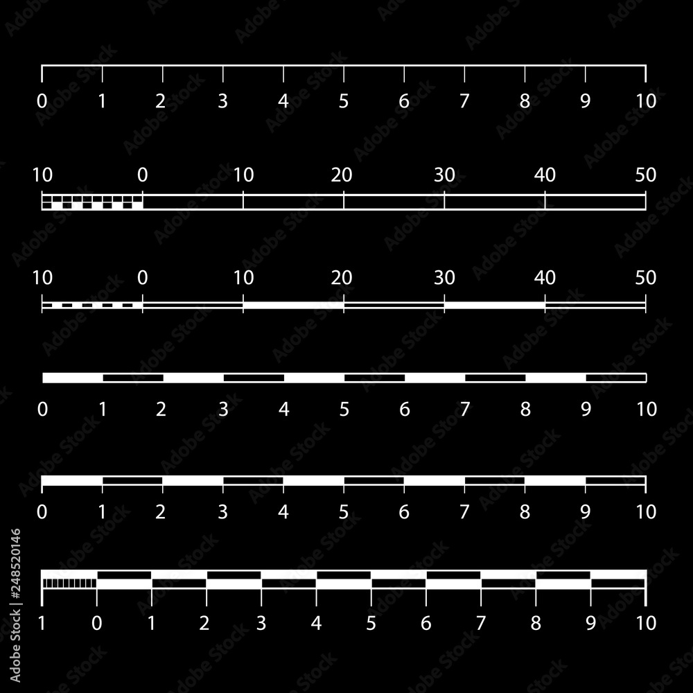 Vector map scales graphics for measuring distances . set of metric