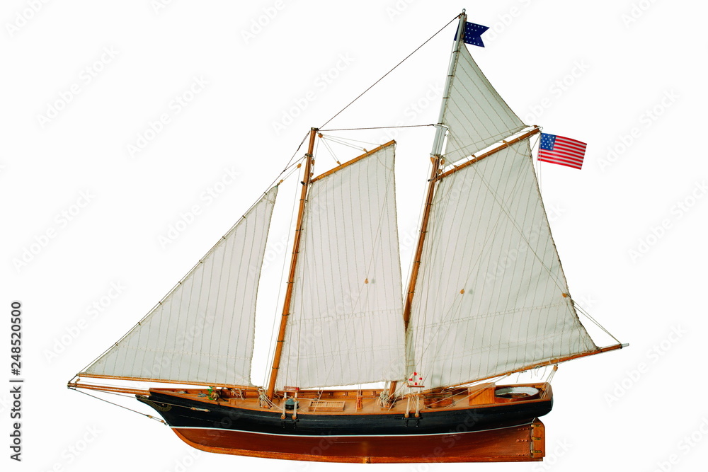 Obraz premium Handmade model. Beautiful Handmade model of America New York 1851 isolated on white background. 