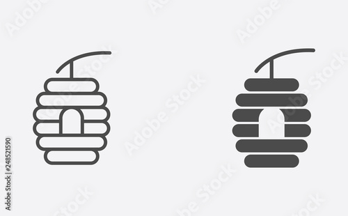 Beehive outline and filled vector icon sign symbol