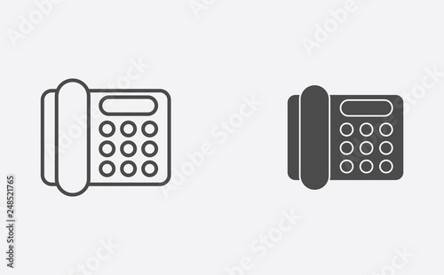 Desk phone outline and filled vector icon sign symbol